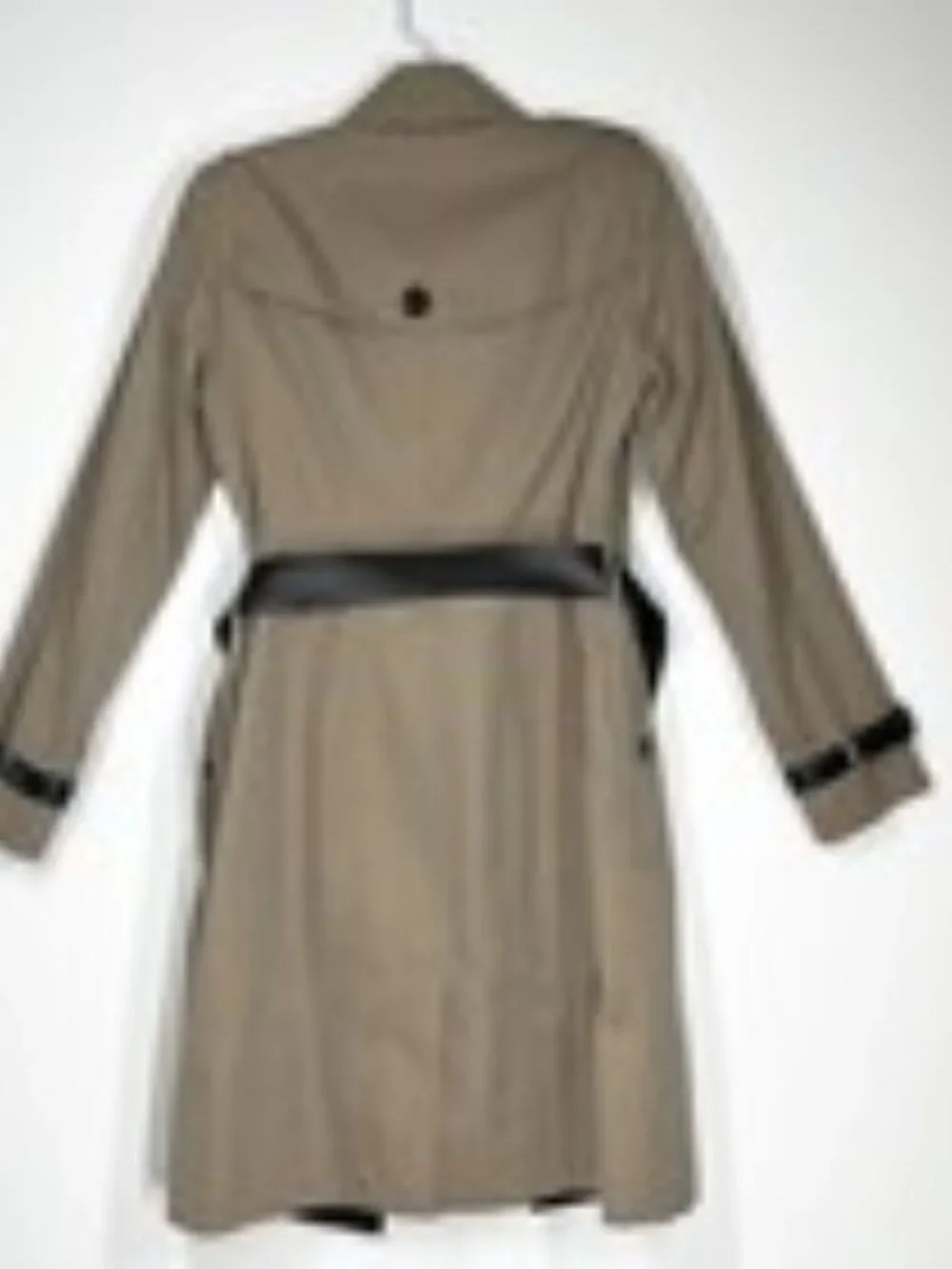 BURBERRY Beige and Black Leather Trim Women' Classic Trench Coat Size US 8 - Picture 2 of 13